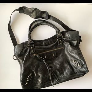Besso black leather motorcycle shoulder bag